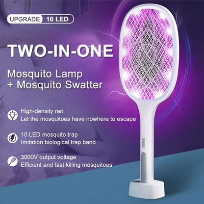 2-in-1 Mosquito Killer Racket – Electric + UV Trap | جهاز قتل الناموس 2 في 1 – مضرب + مصيدة ضوئية